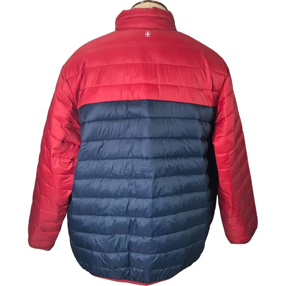Swiss Tech Men's Packable Lightweight Puffer Jacket NWT Red Blue - Picture 3 of 13
